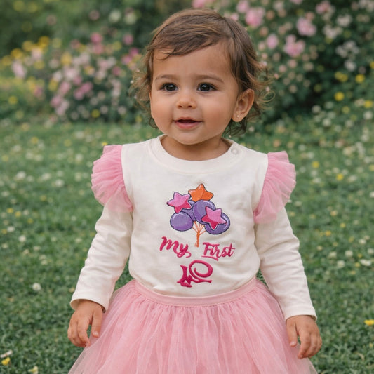 Fushia Balloons First Eid T-Shirt