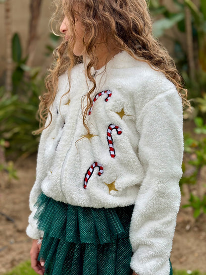 Candy Cane Teddy Jacket