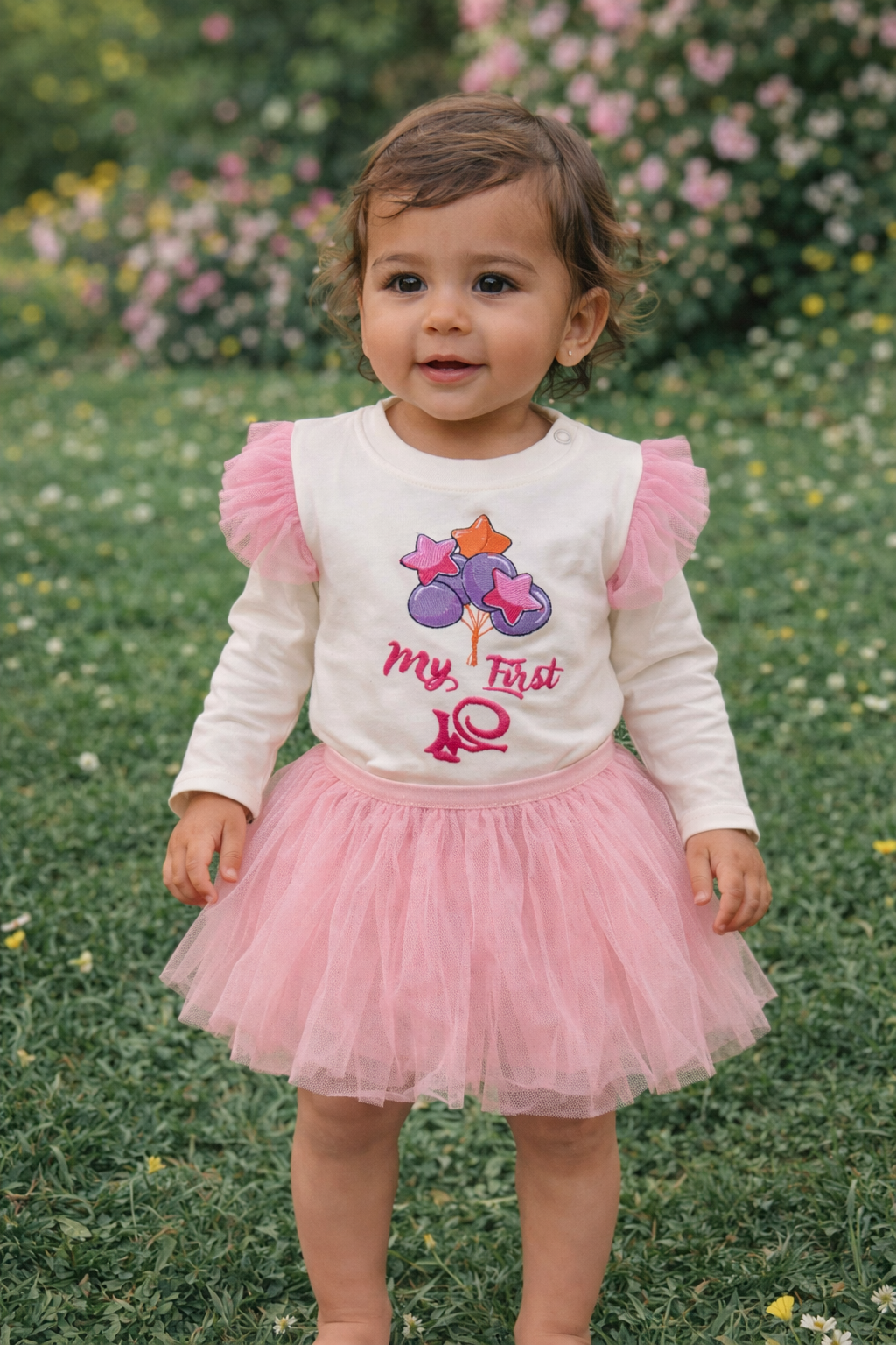 Fushia Balloons First Eid T-Shirt