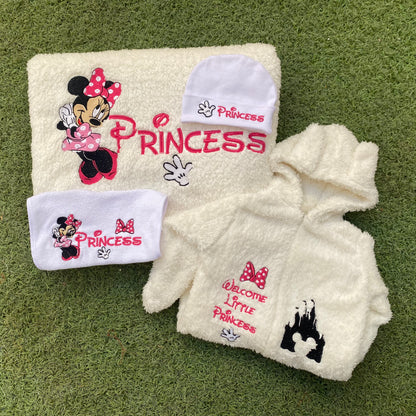 Personalized 4-Piece Winter Baby Set – Jumpsuit, Blanket, Hat & Bib